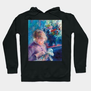 Young Woman Sewing by Renoir Hoodie